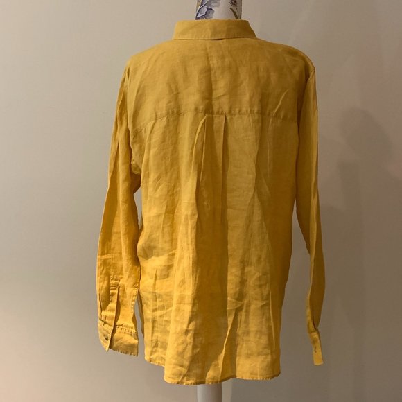 Linen UNIQLO Women's Long Sleeve Button Shirt Yellow  Size XL - Picture 2 of 4